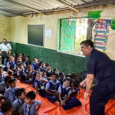 Youth participating in an activity